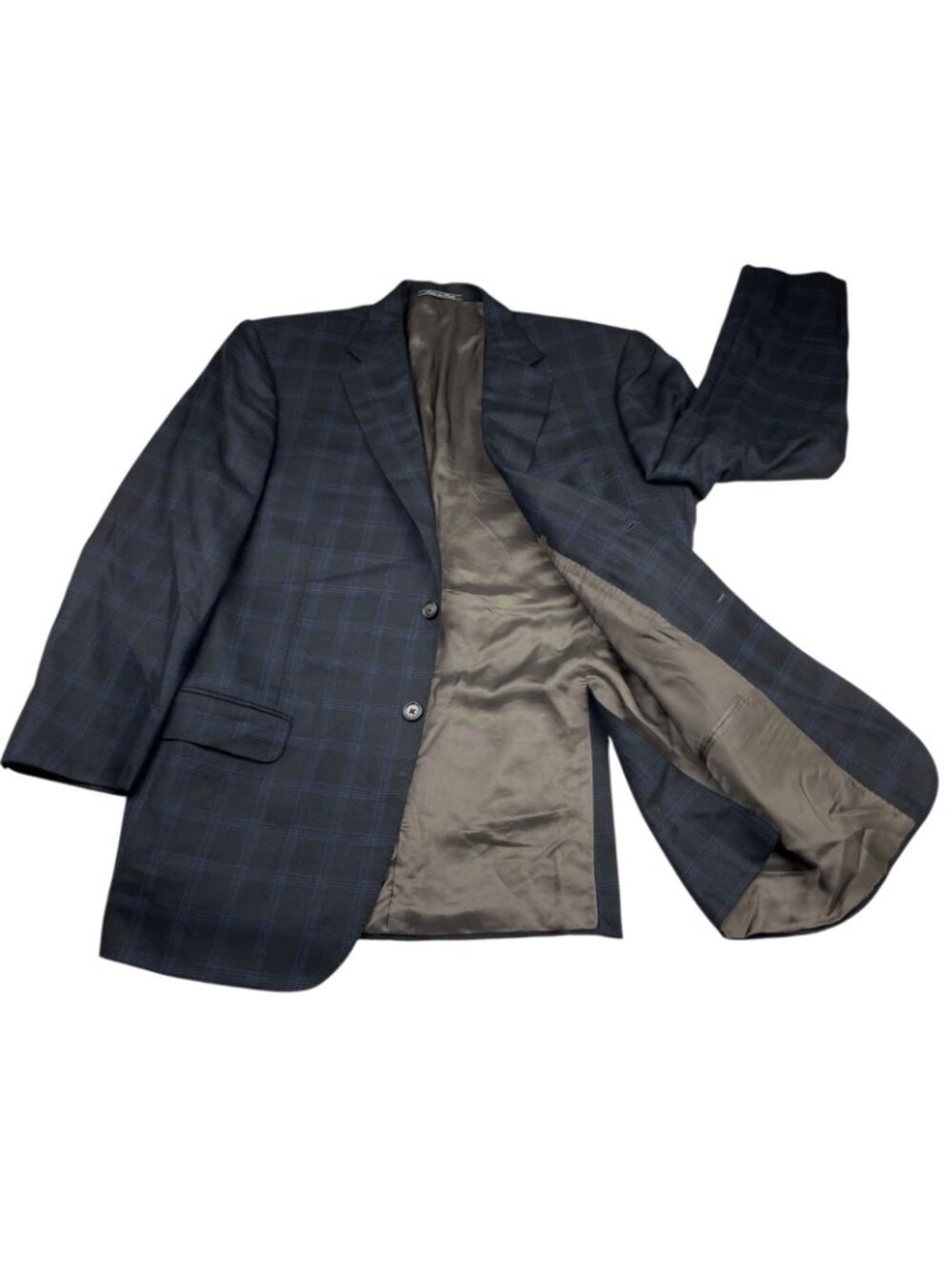 Corneliani Men's Wool/Cashmere Blazer Black/Blue Windowpane Plaid • Italy • 44R - Picture 2 of 12